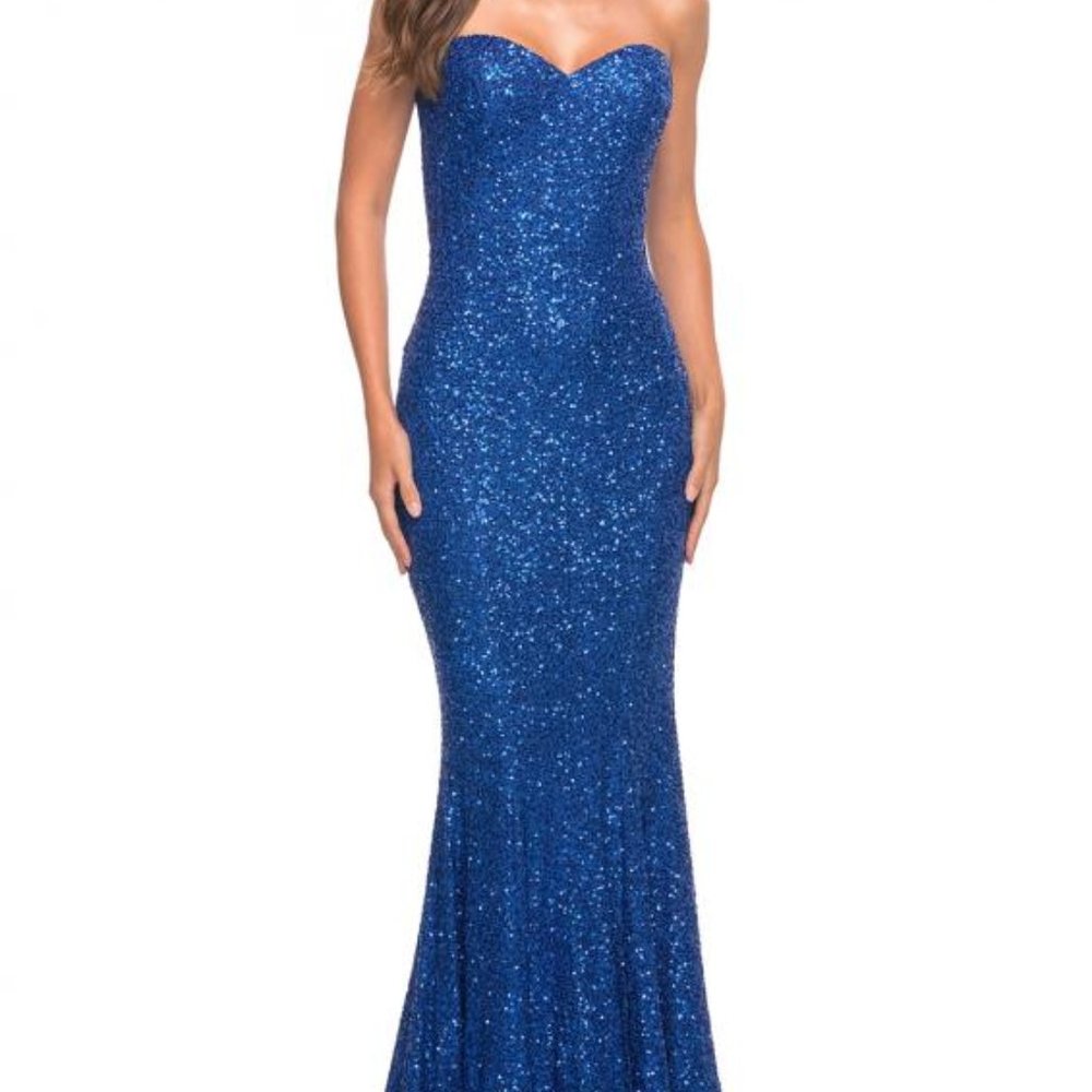 La Femme 30714 Evening Gown Blue Size 8 NWT